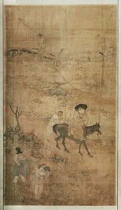 Kim Hong-do genre painting, 3rd fold, ca. 1768 — Musée Guimet MA 2544